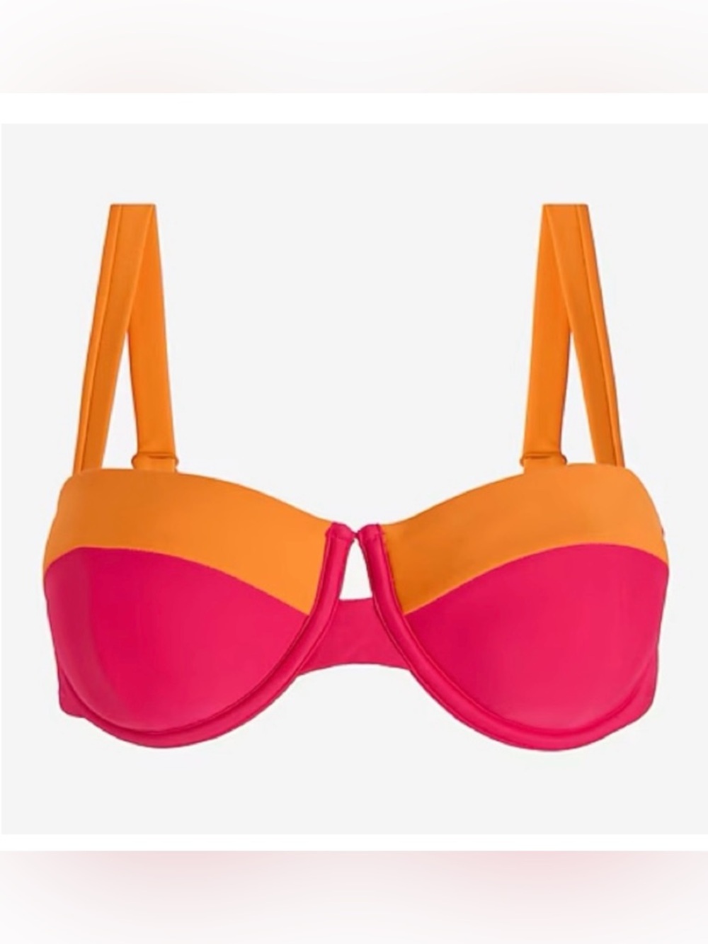Express Orange and Pink Colorblock Bikini Top. Large